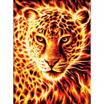 Kit ricamo diamante - Diamond Painting - Leopardo ardente