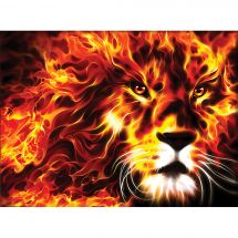 Kit ricamo diamante - Diamond Painting - Leone ardente