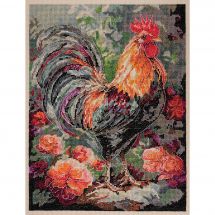 kit ricamo a punto croce - Abris Art - Un gallo nel cortile