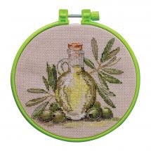 Kit per ricamo a punto croce con tamburo - Abris Art - Aromi di oliva