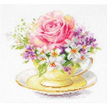 Kit Punto Croce - Alisa - Rosa in tazza