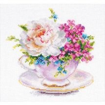 Kit Punto Croce - Alisa - Peonia in tazza