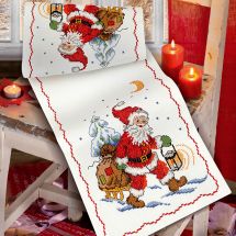 Kit runner da ricamare - Anchor - Babbo natale e la slitta