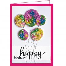 Kit di schede da ricamo con perline - Abris Art - happy birthday