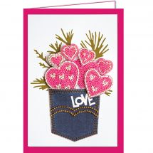 Kit di schede da ricamo con perline - Abris Art - Cuore aperto