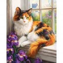 Kit ricamo diamante su telaio - Art City - Gatto alla finestra