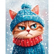 Kit ricamo diamante su telaio - Art City - Gatto invernale brontolone