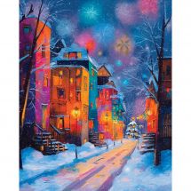 Kit ricamo diamante su telaio - Art City - Città invernale