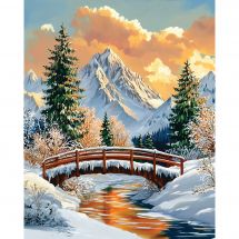 Kit ricamo diamante su telaio - Art City - Ruscello nella foresta in inverno