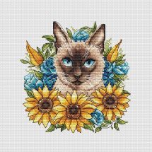 kit ricamo a punto croce - Ava - Siamese con girasoli