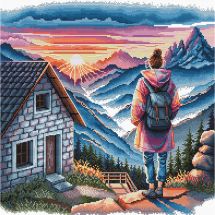 kit ricamo a punto croce - Ava - L'alba sulla montagna