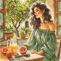 kit ricamo a punto croce - Ava - Finestra sul giardino