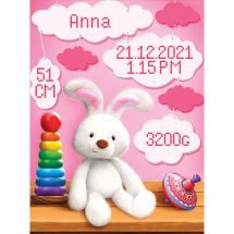 Kit ricamo diamante - Diamond Painting - Coniglietto - Nascita di una bambina