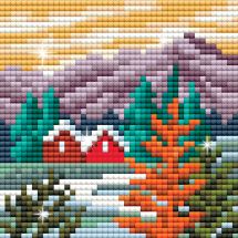 Supporto magnete ricamo diamante - Collection d'Art - Chalet di montagna