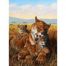 Kit ricamo diamante - Collection d'Art - La leonessa e i suoi cuccioli