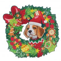 Kit ricamo diamante - Crystal Art D.I.Y - Ghirlanda di Natale - Cane