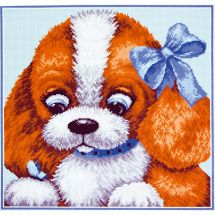 kit ricamo a punto croce - Collection d'Art - Cucciolo al nastro