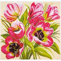 kit ricamo a punto croce - Collection d'Art - Tulipani rosa