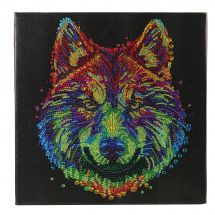 Kit ricamo diamante su telaio - Crystal Art D.I.Y - Lupo colorato