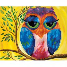 Supporto in cartoncino per ricamo diamante - Collection d'Art - Gufo colorato