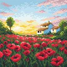 Kit ricamo diamante - Collection d'Art - Paesaggio di papaveri
