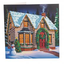 Carta con ricamo a diamante - Crystal Art D.I.Y - Cottage di Natale