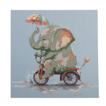 Carta con ricamo a diamante - Crystal Art D.I.Y - cucciolo di elefante