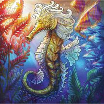 Carta con ricamo a diamante - Crystal Art D.I.Y - Ippocampo