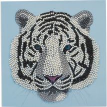 Carta con ricamo a diamante - Crystal Art D.I.Y - Tigre bianco