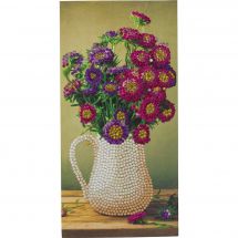 Carta con ricamo a diamante - Crystal Art D.I.Y - Vaso di fiori