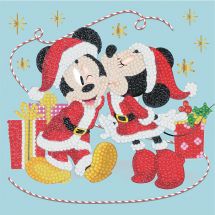 Carta con ricamo a diamante - Crystal Art D.I.Y - Mickey e Minnie a Natale