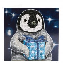 Carta con ricamo a diamante - Crystal Art D.I.Y - Regalo del pinguino