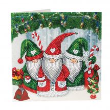 Carta con ricamo a diamante - Crystal Art D.I.Y - Gnomo di natale