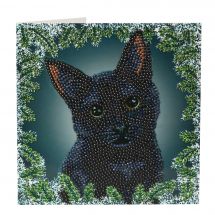 Carta con ricamo a diamante - Crystal Art D.I.Y - Gatto di Natale