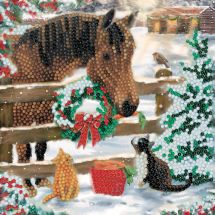 Carta con ricamo a diamante - Crystal Art D.I.Y - Amici di Natale