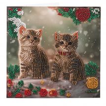 Carta con ricamo a diamante - Crystal Art D.I.Y - Gattini di Natale