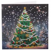 Carta con ricamo a diamante - Crystal Art D.I.Y - Albero di Natale festoso