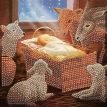 Carta con ricamo a diamante - Crystal Art D.I.Y - Nascita a Betlemme