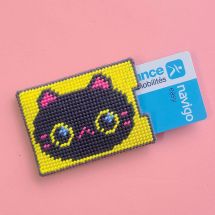 Kit porta biglietti da ricamare - Canevas Fatal - Portacarte Kittens