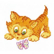 Kit Punto Croce - Charivna Mit - Il gattino e la farfalla