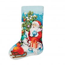 Kit calza di Natale da ricamare - Charivna Mit - Calzino di Capodanno