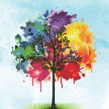 Kit ricamo diamante - Diamond Art - Albero dell'arcobaleno