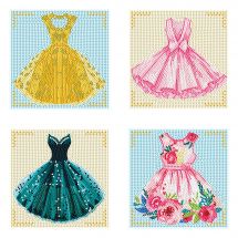 Kit ricamo diamante - Diamond Dotz - 4 designi di "abito"