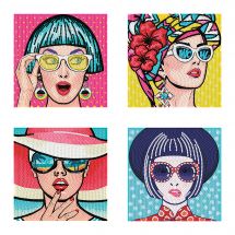 Kit ricamo diamante - Diamond Dotz - 4 disegni "donne"