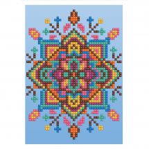 Carta con ricamo a diamante - Diamond Dotz - Mandala sfondo blu