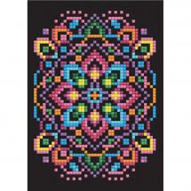 Carta con ricamo a diamante - Diamond Dotz - Mandala sfondo nero