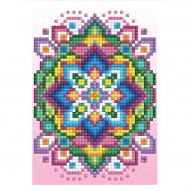 Carta con ricamo a diamante - Diamond Dotz - Mandala sfondo rosa