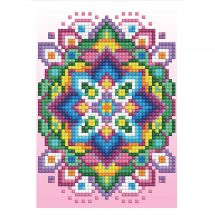 Carta con ricamo a diamante - Diamond Dotz - Mandala sfondo rosa