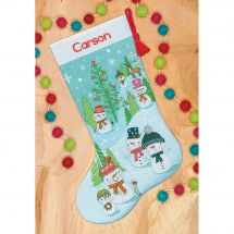 Kit calza di Natale da ricamare - Dimensions - Famiglia individuo di neve