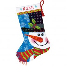 Kit calza di Natale da ricamare - Dimensions - Pupazzo di neve con la sciarpa